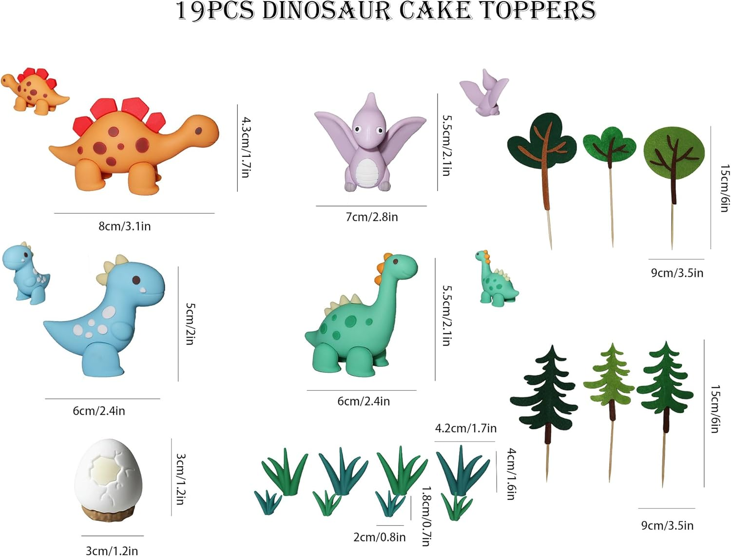 Dinosaur Cake Topper, 3D Dinosaur Cake Figures for Kids, Cookie Decoration for Dinosaur Party, Baby Shower Decoration for Cake image number 3