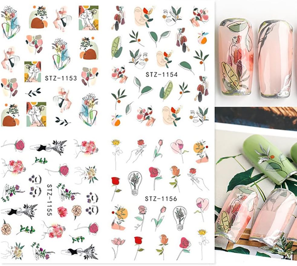 Missjelly Nail Stickers, Flowers Water Transfer, Abstract Nail Stickers, Nail Art Stickers, Nail Tattoos, Nail Design, Manicure, DIY Nail Art Decals for Women and Girls (3 Sheets) image number 6