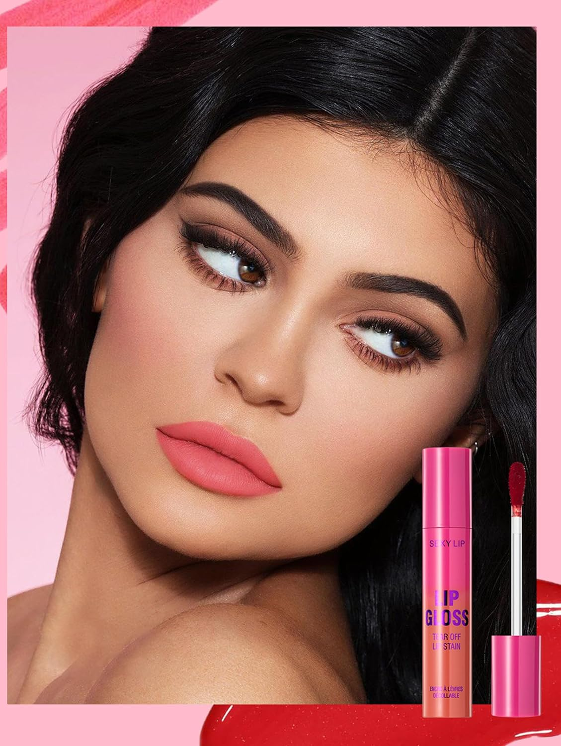 Erinde Lip Stain Peel Off, Long Lasting Peel off Lip Liner Stain, Waterproof Matte Lip Tint for Women, Transferproof Lip Gloss with Tweezer, Highly Pigmented Color Lipstain, #01 - 01 image number 4