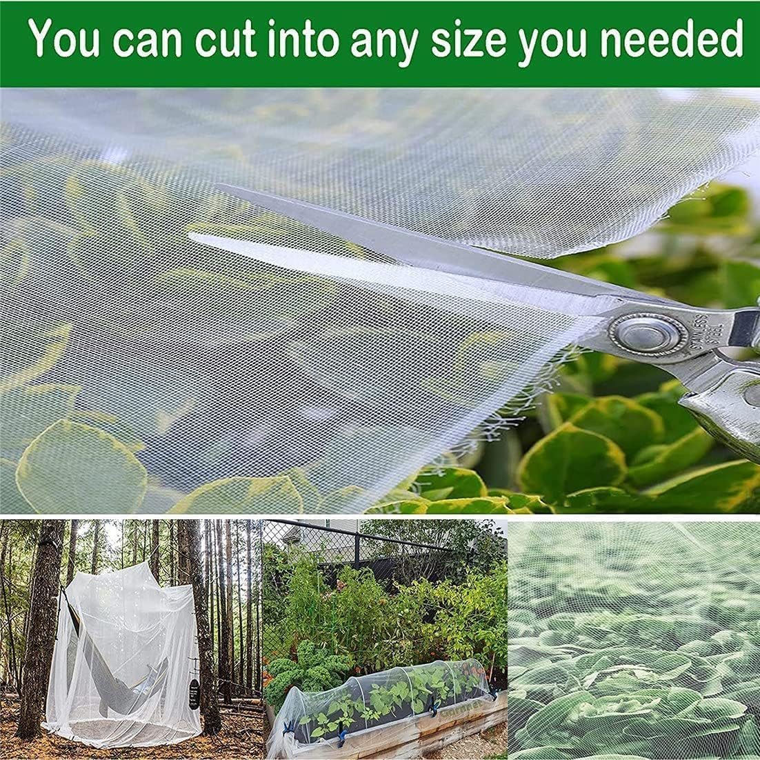 10M Garden Plant Protection Netting, Insect and Fly Proof Fruit Mesh Barrier for Vegetables Fruits Trees, Sun and Rain Penetration image number 6