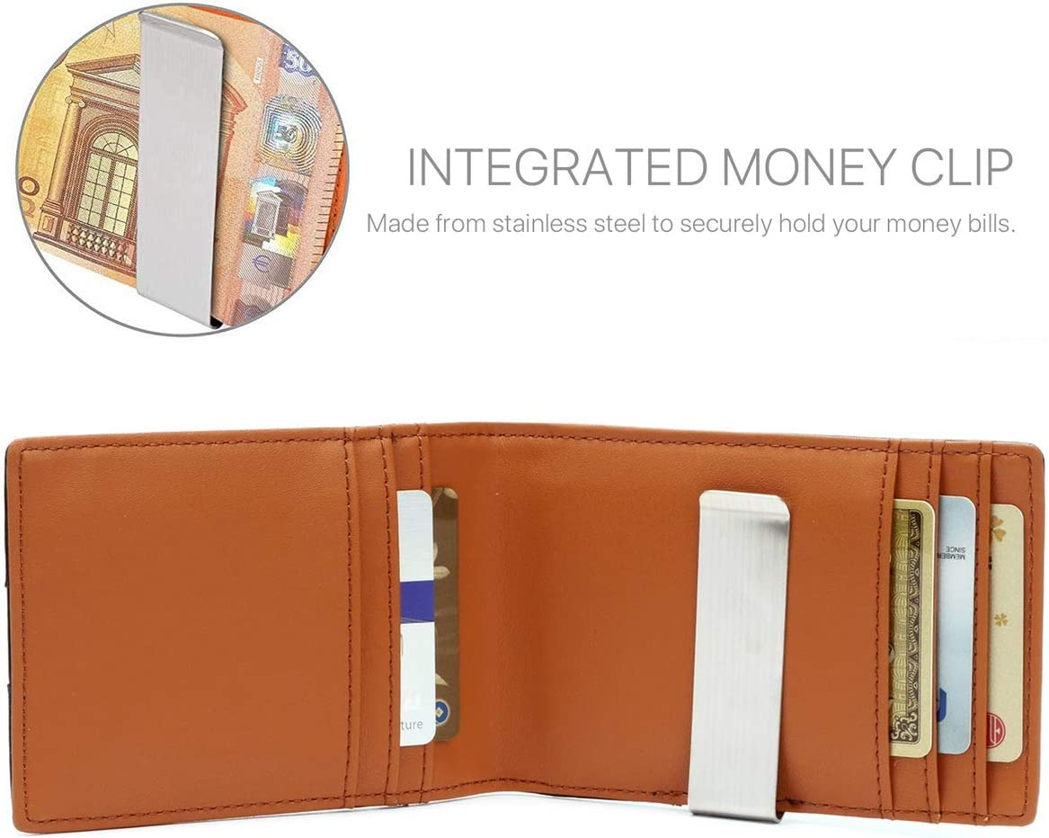 Wallets Mens RFID Blocking with Money Clip, Bi-Fold Slim Leather Men Wallet Credit Card Holder image number 6