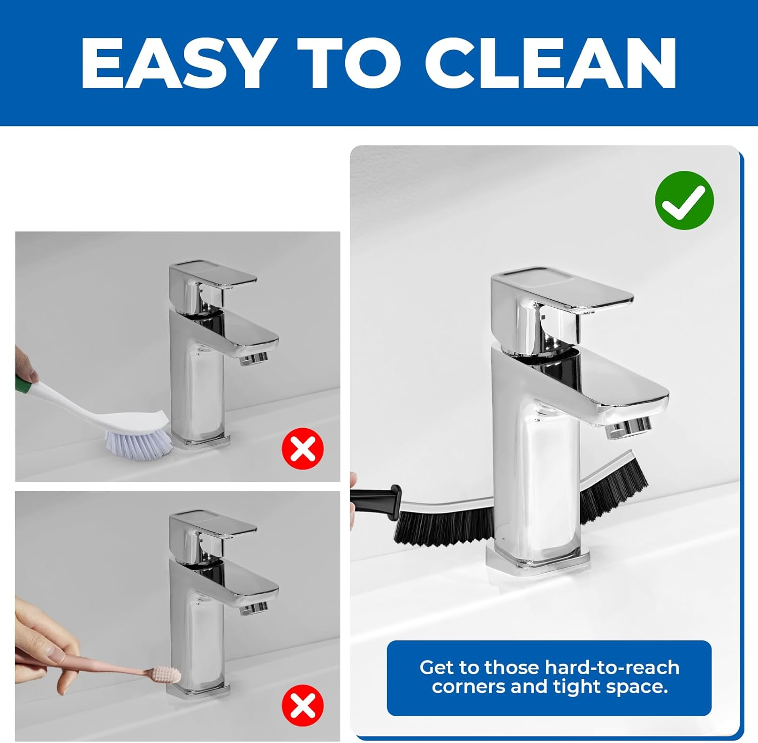 Crevice Cleaning Brushes, Grout Cleaner Brush for Small Spaces to Reach, Magic Brush, Bathroom Accessory, Cleaning Tools, Cleaning Supplies for Shower, Toilet, Sink(2, Black)