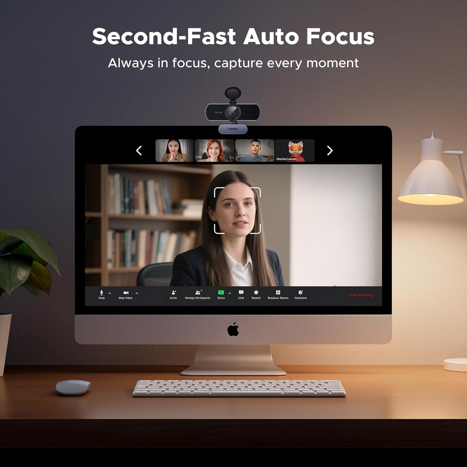 UGREEN 4K Webcam for PC Ultra HD 1080P 60FPS Web Camera with Microphone, Privacy Cover, 70&deg; Fov, PDAF Autofocus, USB a & USB C Adapter, Plug & Play, for Streaming, Conference, Zoom image number 6