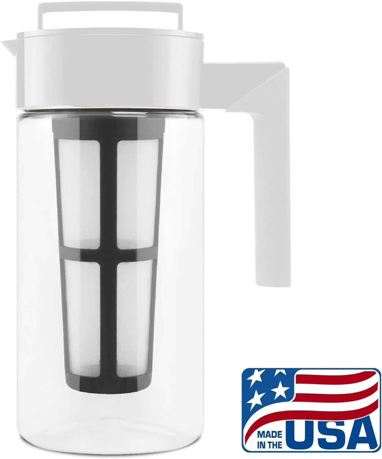 Takeya Patented Deluxe Cold Brew Coffee Maker with White Lid Airtight Pitcher, 1 Quart, White image number 5