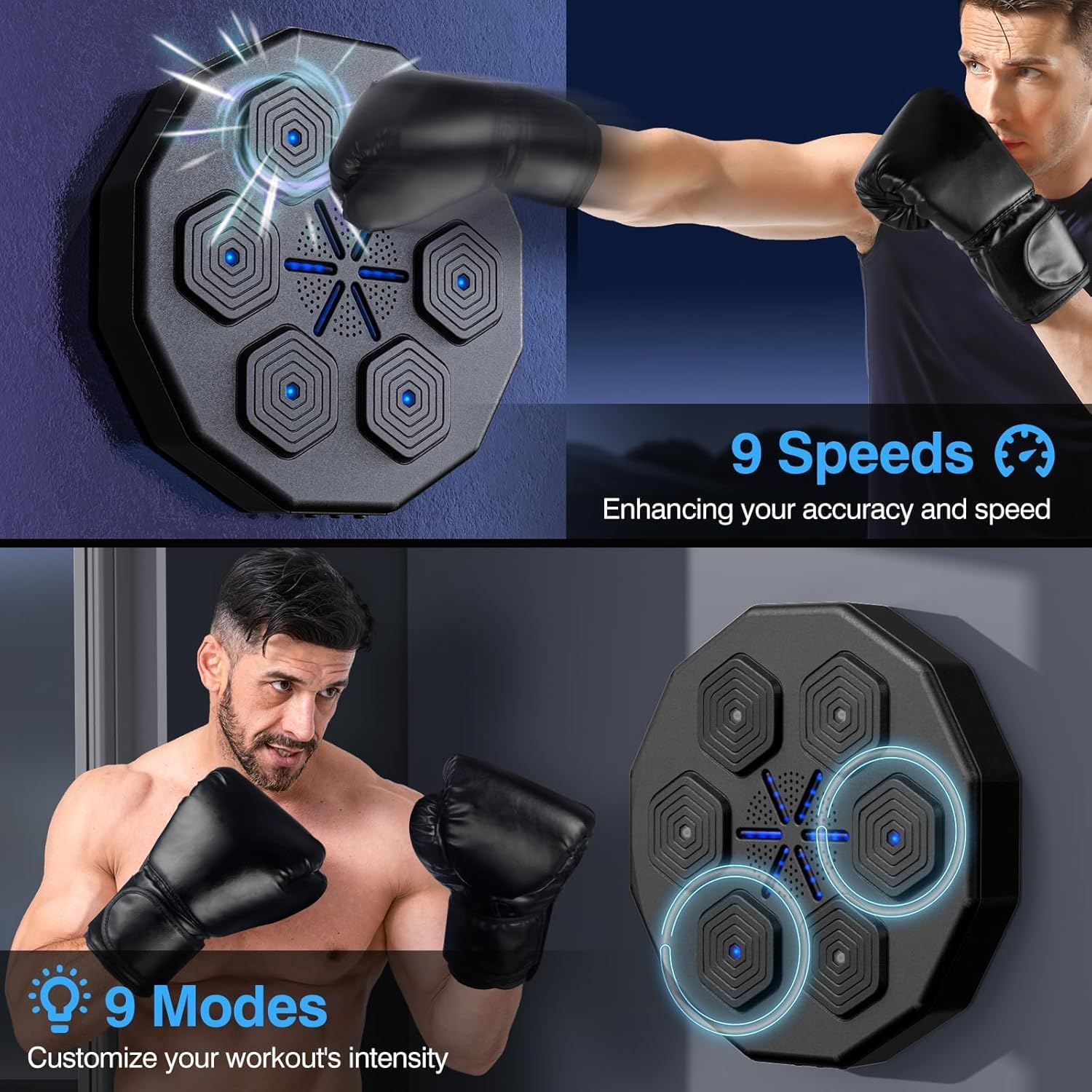 Smart Music Boxing Machine with Two Pairs of Gloves Upgraded 2.0 Smart Bluetooth Music Boxing Parent-Child Games Wall-Mounted Exercise Equipment for Home image number 1
