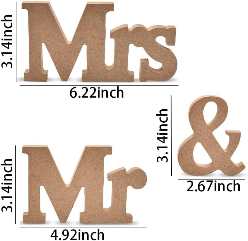 Mr and Mrs Signs Wedding Table Decorations for Bride and Bridegroom Wedding Signs for Ceremony and Reception Wooden Table Sign Stand Wedding Decor for Tables - White image number 3