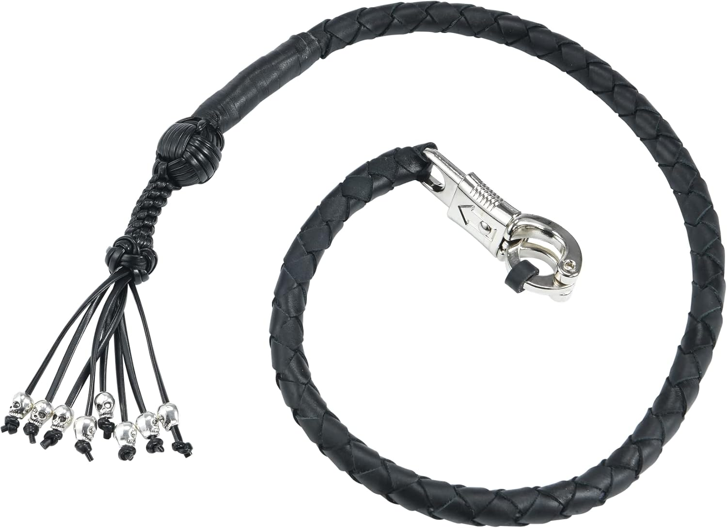 Biker Whip 42" Motorcycle Get Back Whip, Handlebar Accessories for Motorbike, Genuine Leather Whips for Motorcycles