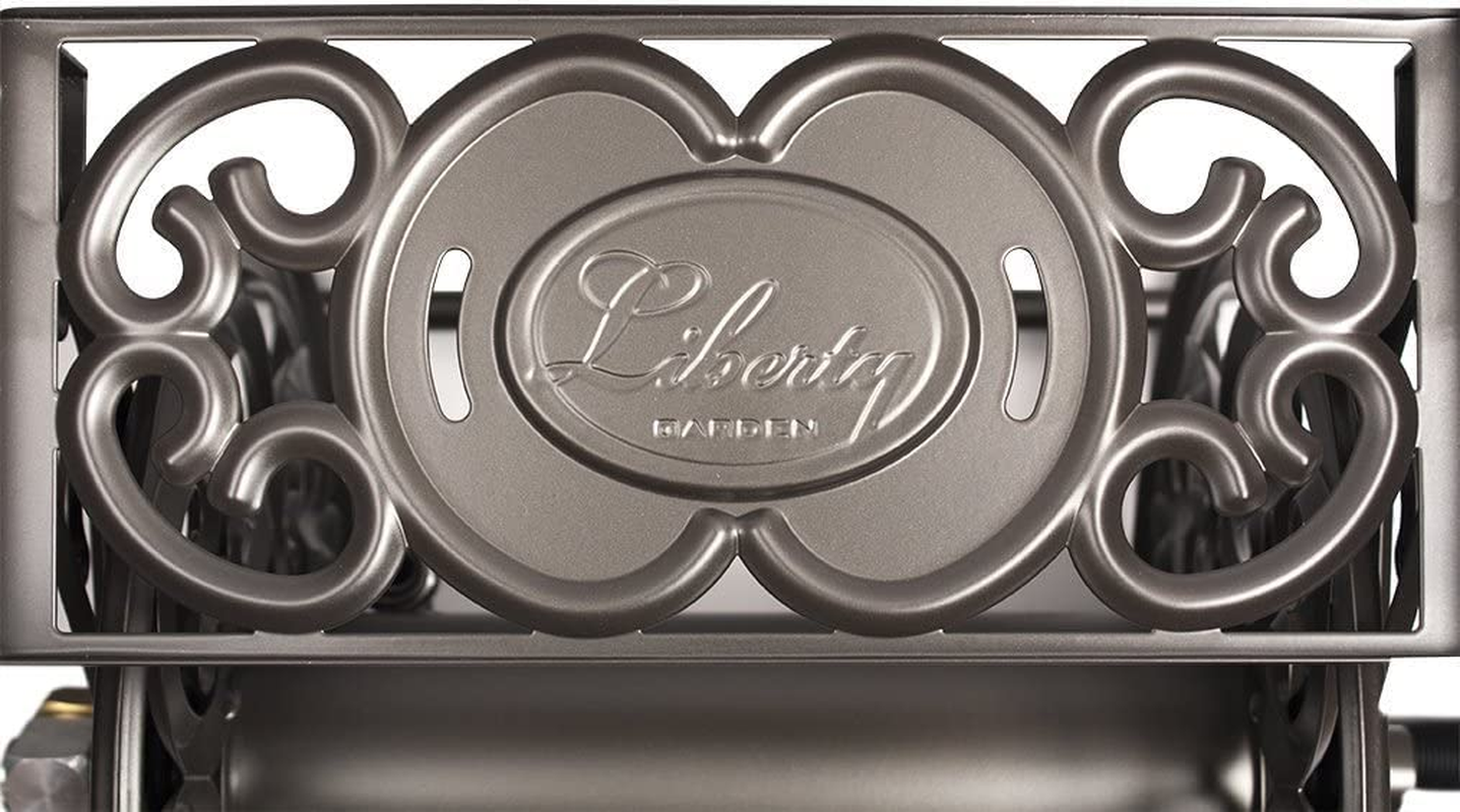 Liberty Garden Products 708 Steel Decorative Wall Mount Garden Hose Reel, Holds 125-Feet of 5/8-Inch Hose - Bronze image number 1