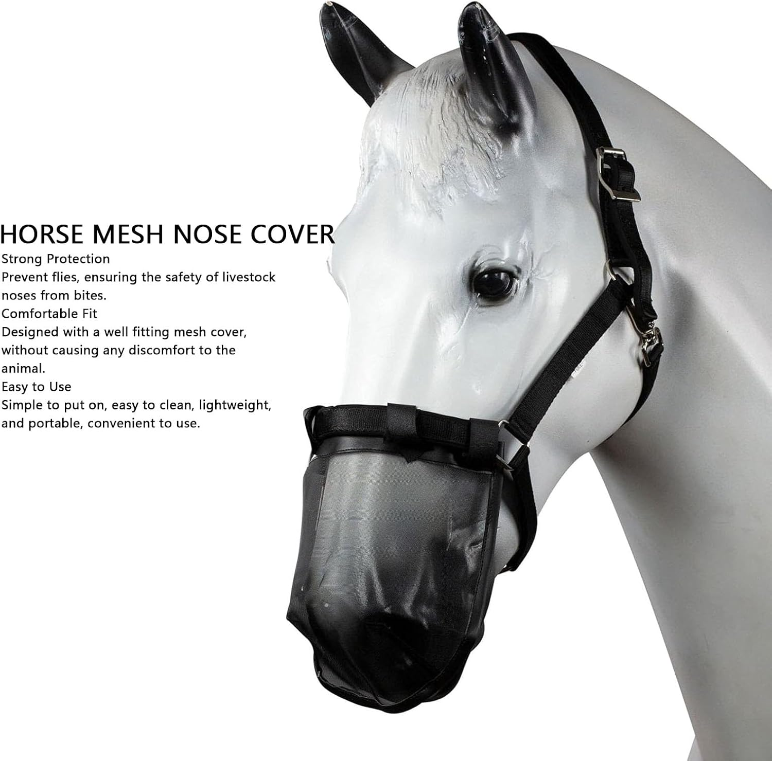 Horse Mesh Nose Cover, Strong Protection, Sturdy and Reliable, Comfortable Fit, Adjustable Size, Easy to Use, Made with Premium Mesh Fabric Material, Lightweight