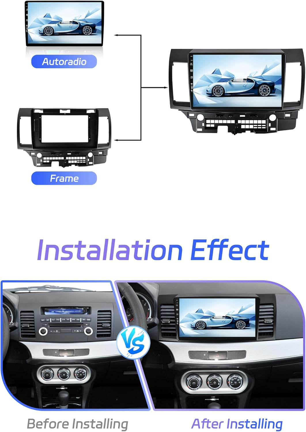 Android 14 IPS Car Stereo for Mitsubishi Lancer (2010-2016) - Wireless Carplay + Android Auto - 2G+32G - Rear Camera - 10.1 Inch 2 Din - Steering Wheel Dual Band Wifi DAB Fast-Boot Bluetooth image number 3