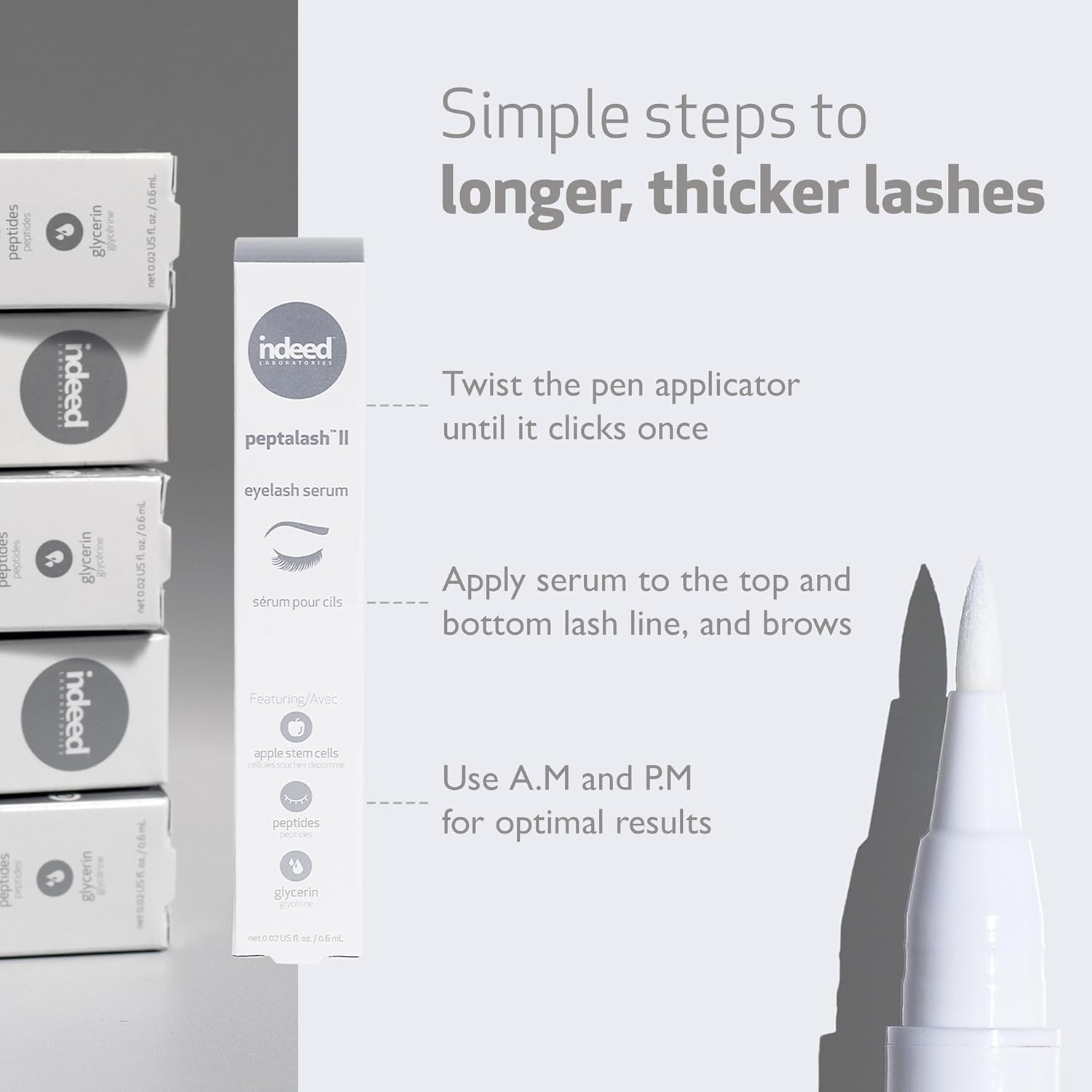 Indeed Laboratories Peptalash II - Lengthening Lash Treatment, Strengthens and Nourish Lashes and Brows, Using Peptides, and Panthenol 0.02 Us Fl.Oz. / 0.6 Ml image number 6