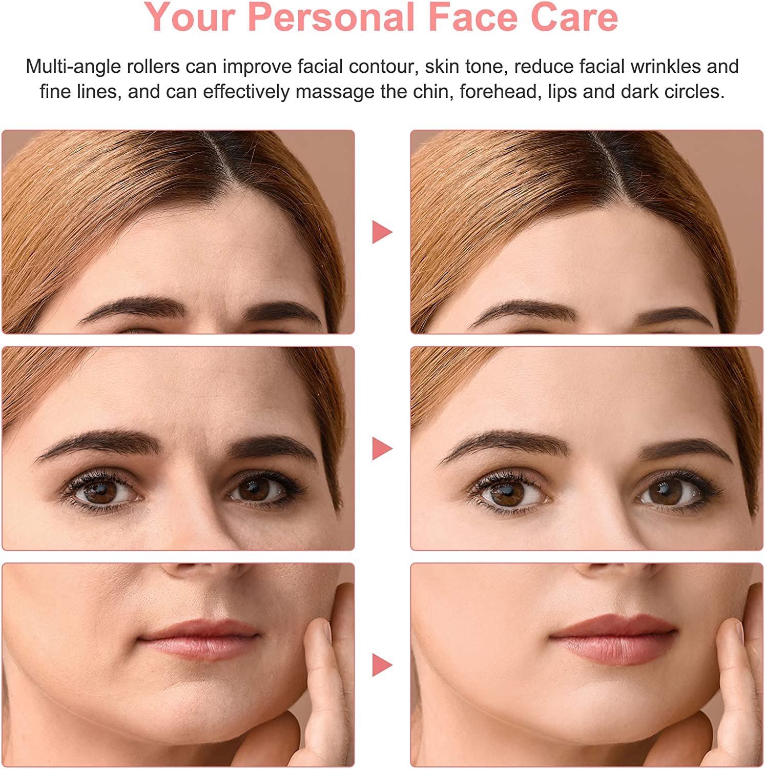 SZMDLX 3D Facial Roller Massager, Y-Shape Ball Roller Face Massager Tool for Skin Tightening, Lift Face Contour and Reduce Puffiness, anti Aging Wrinkle, Firm Body Skin (Silver) - Rose-Gold image number 4