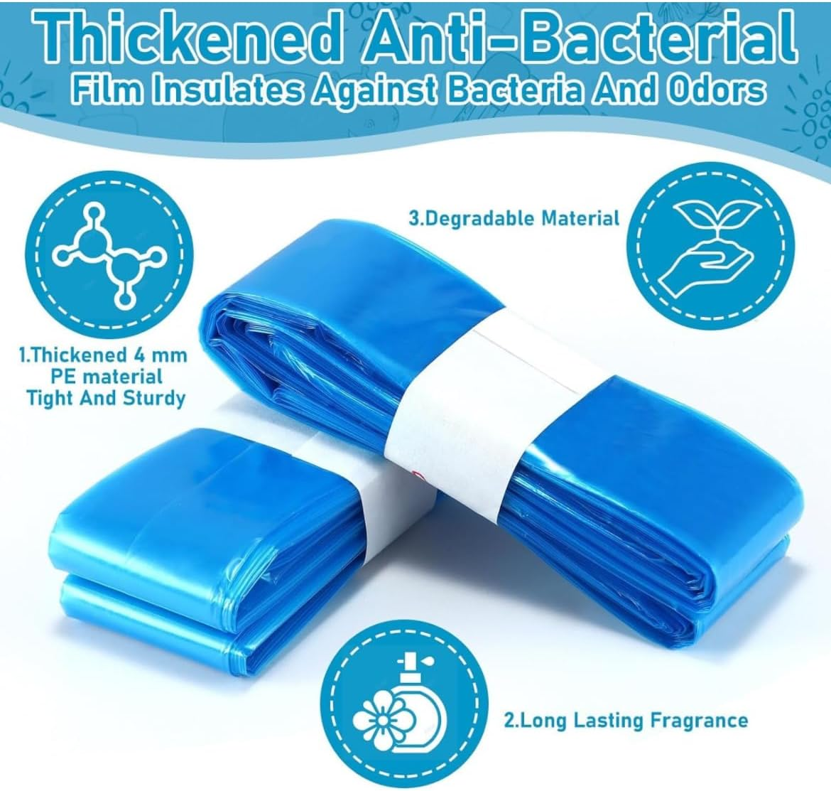 4 Pack Nappy Bin Refills, 6.5M Each, Locksmell, Refill Bags, Diaper Bin Pail Disposal Bags, Compatible with Angelcare and Spross Diaper, and All Other Bins