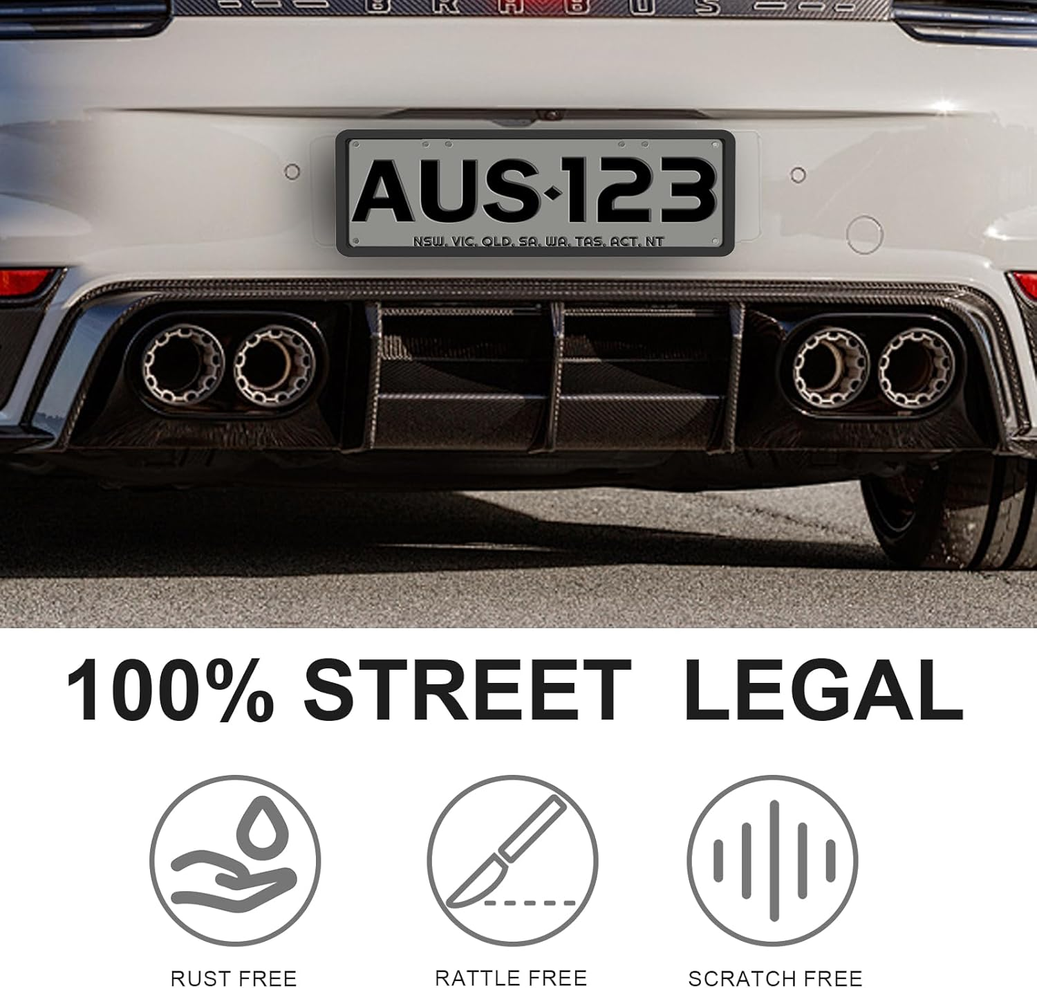 Silicone Australian Standard 6 Figure Number Plate Frame, 2 Pack Australia Car Standard Silicone License Plate Holders, Rust-Proof, Weather-Proof, Rattle-Proof Accessories. (Black) - Green image number 5