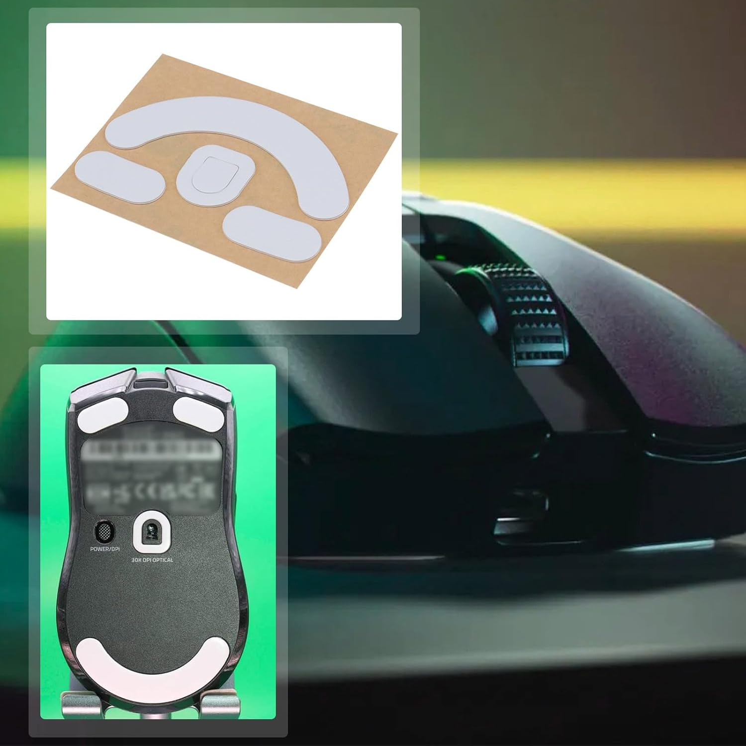 Emsea 2 Sets Rounded Curved Edges Mouse Feet Skates Compatible with Razer Viper V2 Pro Gaming Mouse Feet Replacement Self Adhesive Pre-Cut Accessories image number 3