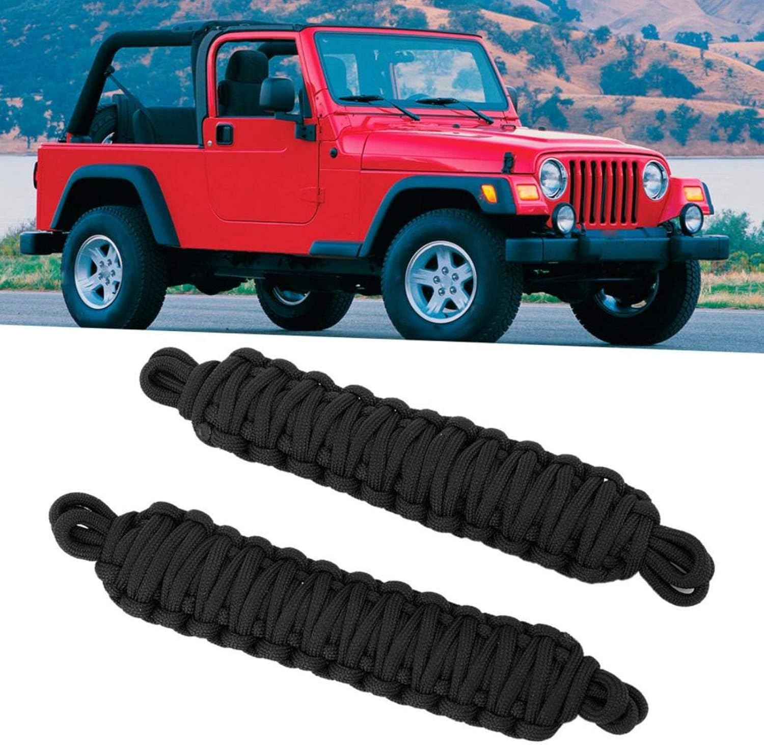 Car Door Limiter, Firm and Durabe Adjustable Practical Compact Size Door Limiting Strap for TJ 1997-2006 for Jeep Wrangler(Black) image number 4