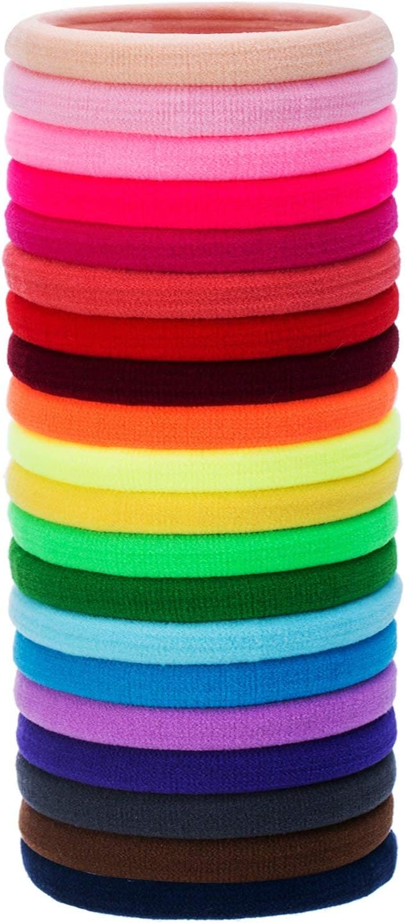 20 Pieces Large Stretch Hair Ties Hair Bands Ponytail Holders Headband for Thick Heavy and Curly Hair (Black, 5 Cm in Diameter, 1 Cm in Width)