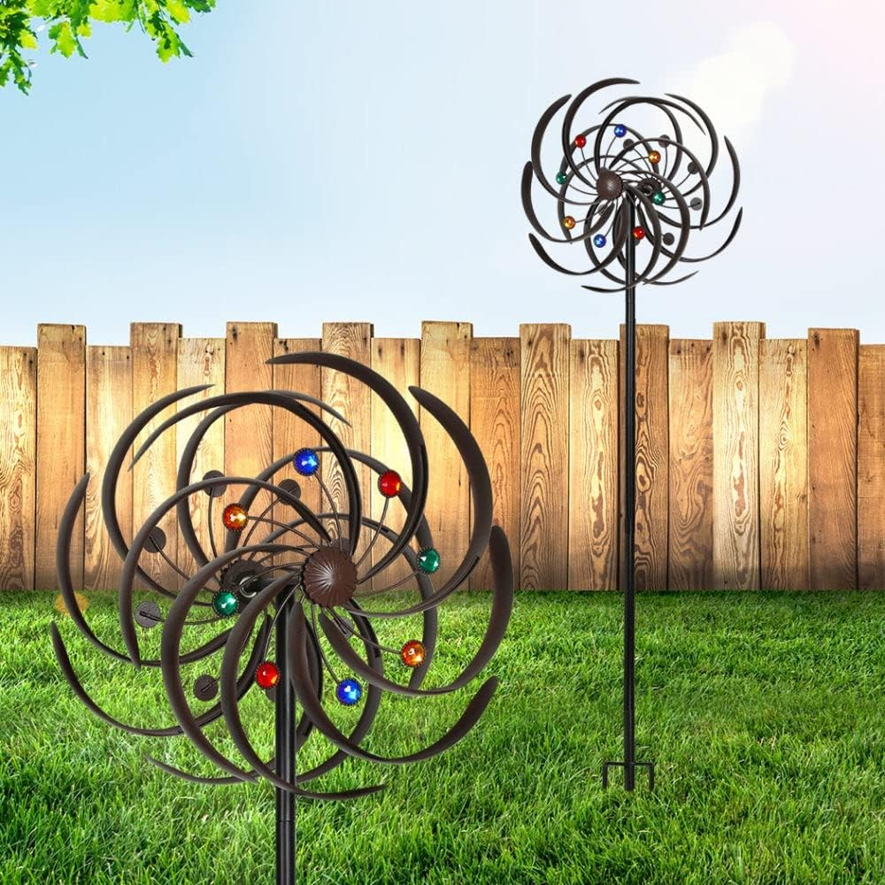 Solar Light Garden Windmill &ndash; Ornamental, Decorative, Backyard, Yard Wind Mill, Outdoor, Spinners, Metal, Steel, Bronze image number 3