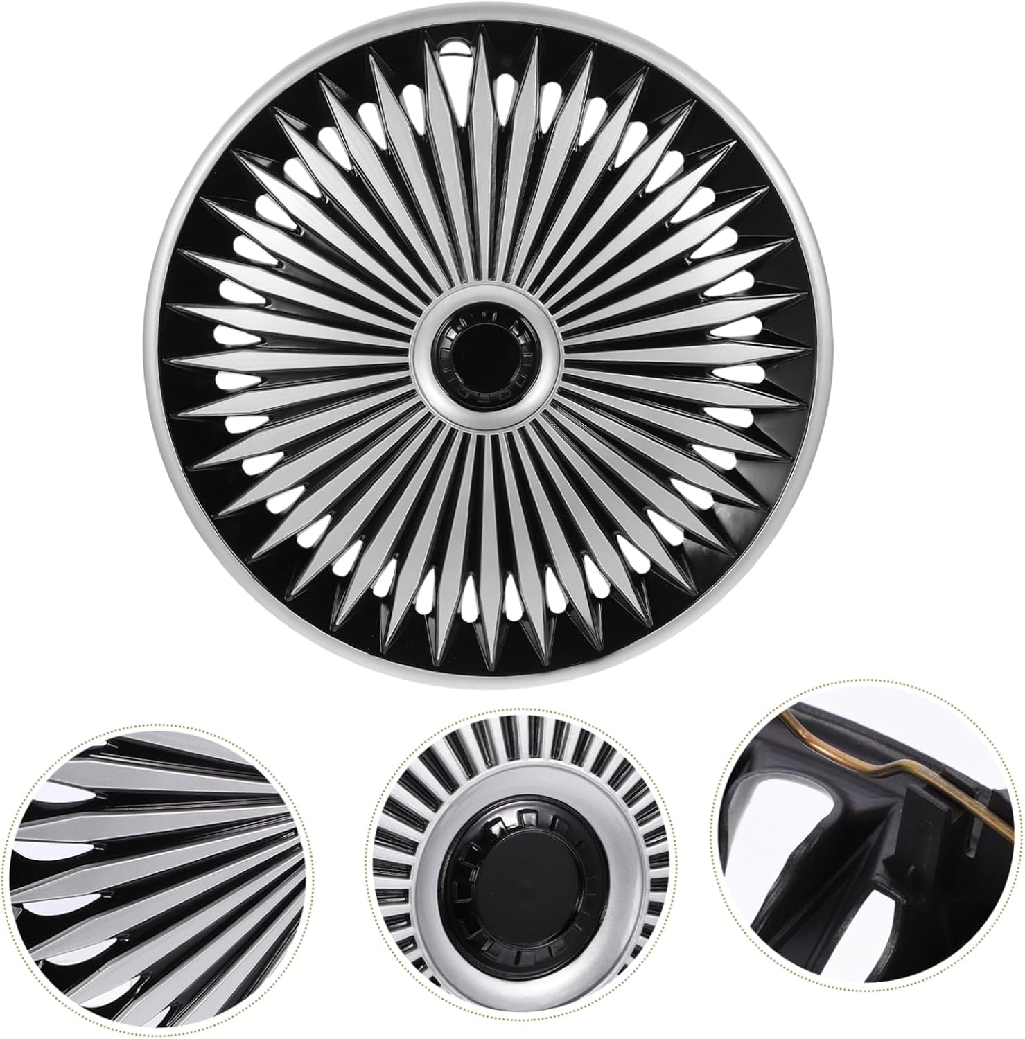 SEWOART Car Wheel Decorative Rim Cover Automotive Hub Caps Silver Black Easy Install image number 6