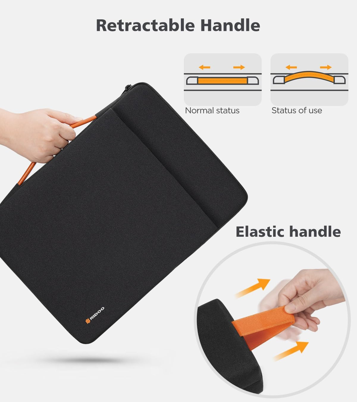 NIDOO 15.6 Inch Laptop Sleeve Case Computer Bag & Accessory Bag for 15.6" Lenovo Legion 5 / Ideapad Gaming 3I / Thinkpad T15 P15S E15 / 16" Legion 7 / Legion 5 Pro/Yoga 7I / Galaxy Book3 Acer HP image number 3