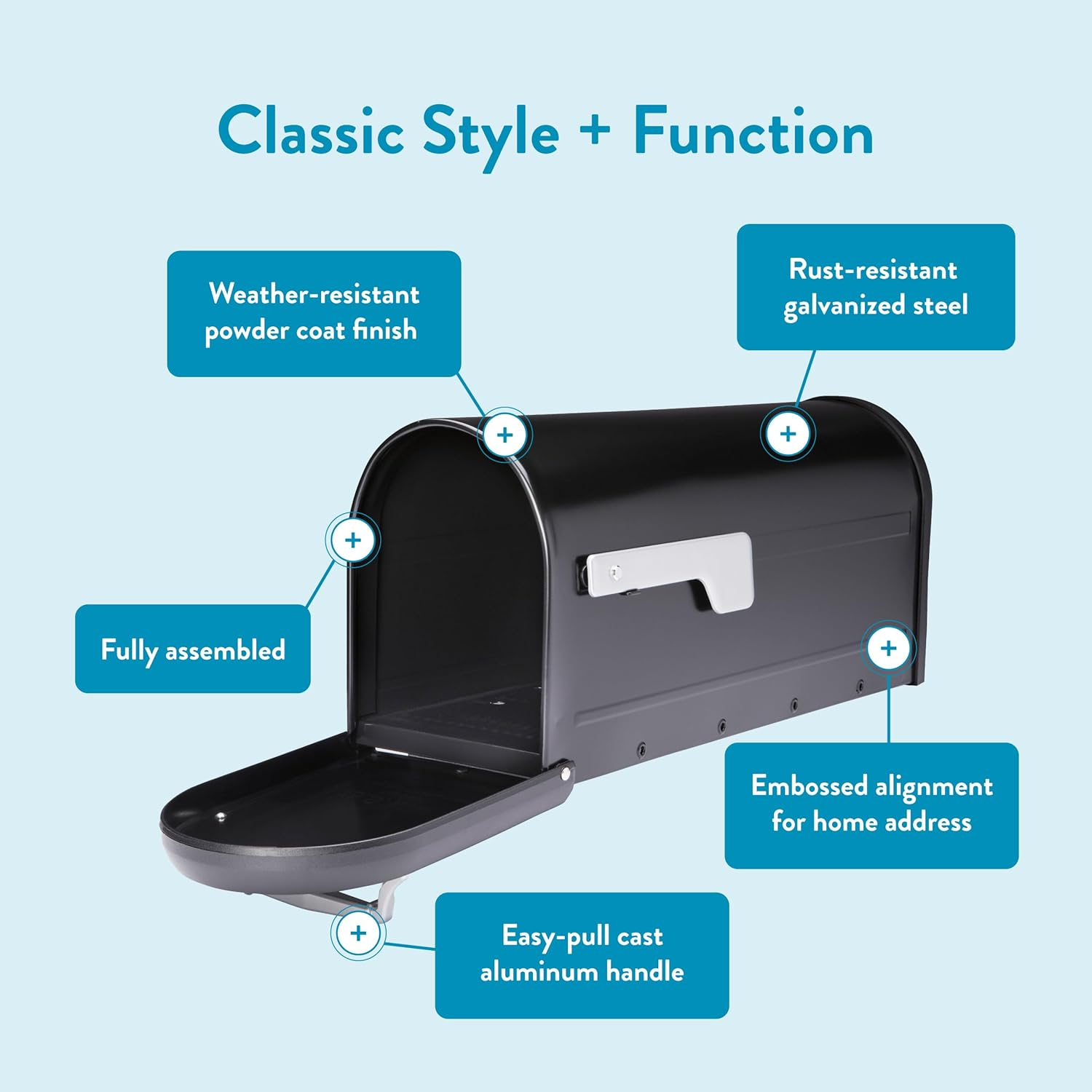 Architectural Mailboxes Chadwick Galvanized Steel Post Mount Mailbox, 8950B-10, Black, Medium Capacity image number 6