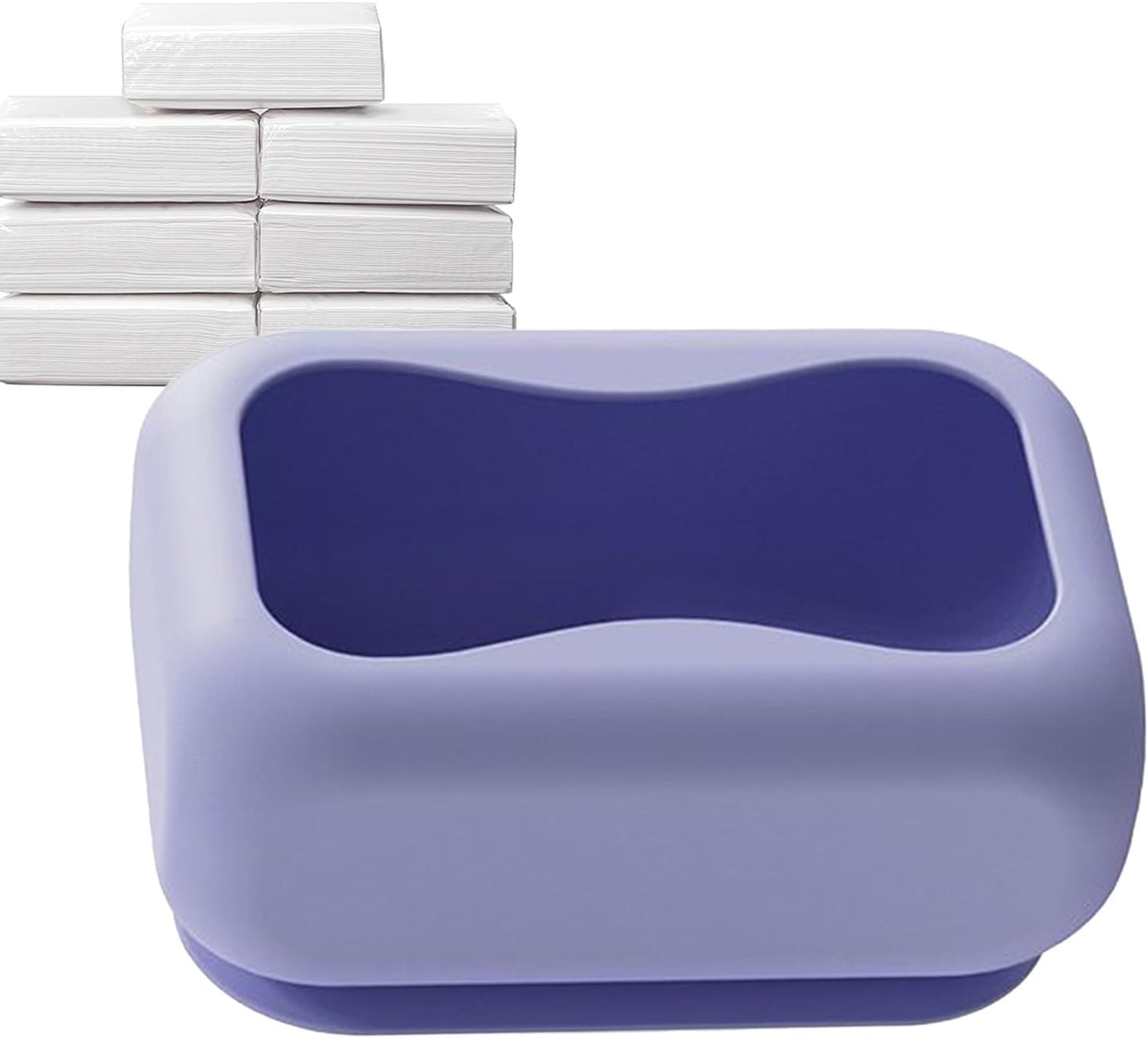 Tissue Box Cover - Modern Facial Tissue Holder with Suction Cup - Silicone Wall Mount Storage Organizer for Desk Table Living Room Apartment Bedroom Hotel Farmhouse Restaurant Car - Blue image number 2