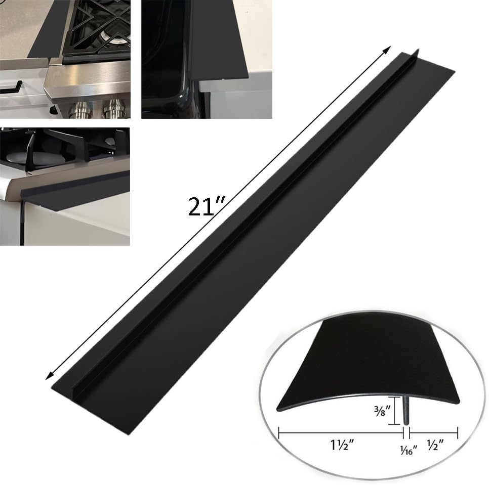 2 Pack Black Silicone Gap Covers - 21 Inches Flexible Kitchen Stove Gap Fillers for Countertop, Stovetop, Oven, Washer, Dryer - Easy to Clean, Food Grade Material image number 1