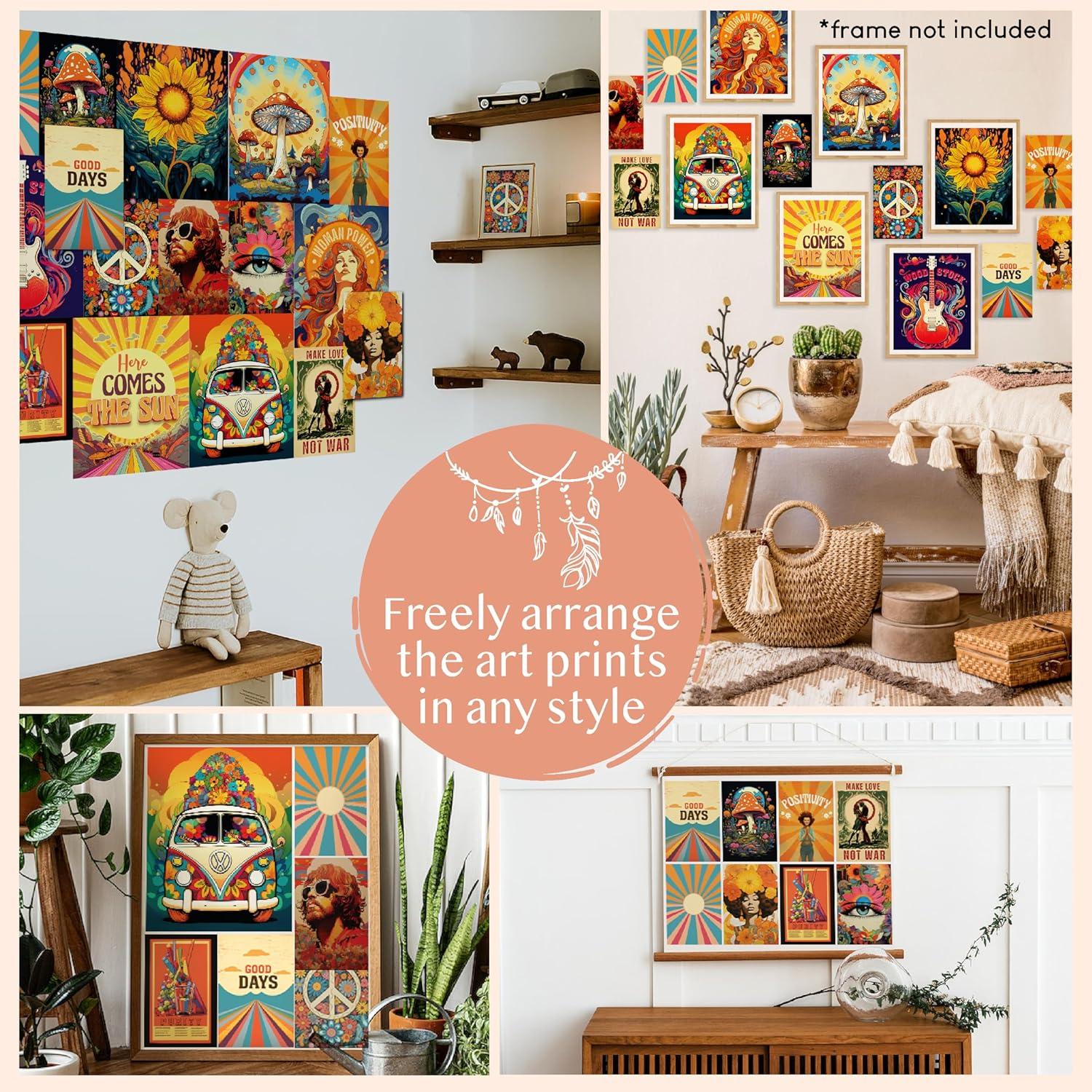 97 Decor Hippie Room Decor for Bedroom Aesthetic - Hippy Retro Room Decor, Hippie Wall Decor, Hippie Posters, Vintage 60S 70S Decor Poster, Groovy Decor Home, Boho Indie Trippy Dorm (8X10 | 20X25Cm Unframed) image number 5