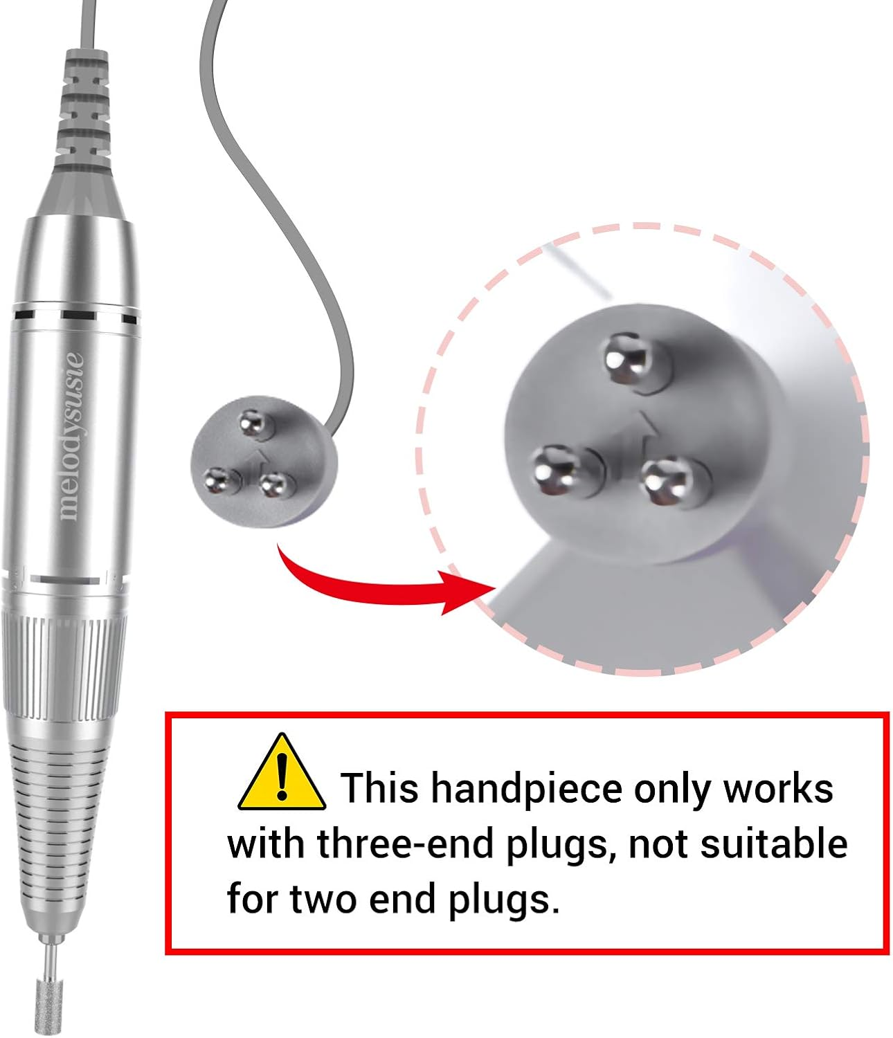 Melodysusie Handpiece for Scamander Professional Rechargeable 30000 Rpm Nail Drill, Portable E-File, Electric Grinder Tool for Acrylic Nail Natural Extension Poly Nail Gel, High Speed, Low Heat image number 3