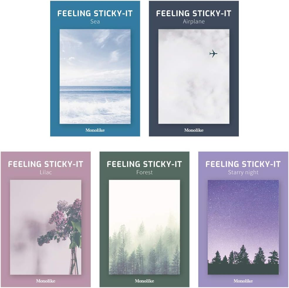 Monolike Feeling Sticky-It - 5P Set Self-Adhesive Memo Pad 50 Sheets