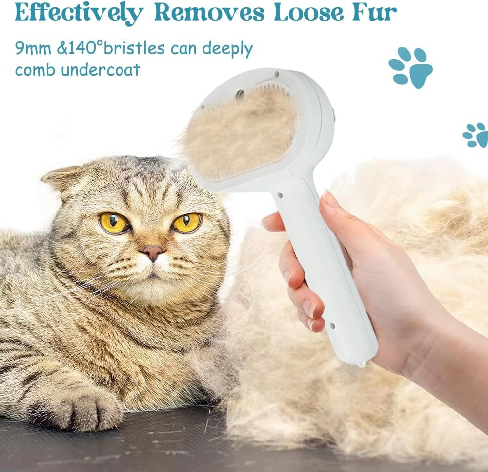 3-In-1 Cat Brush with Steam, Dog Brush with Steam, Clean Pet Hair from the Brush with One Button image number 2