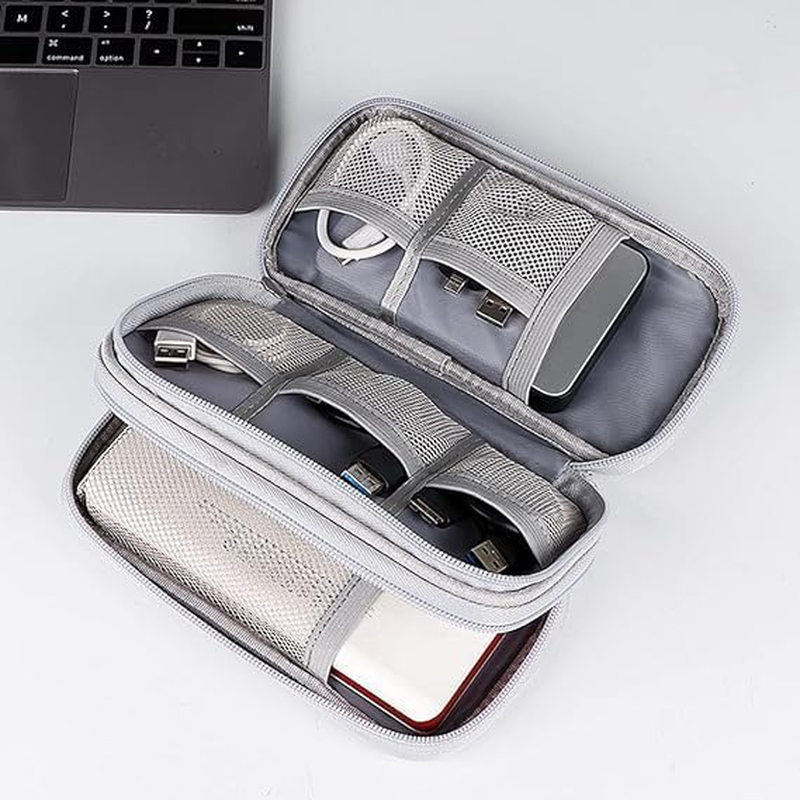 Waterproof Tech Accessories Pouch Bag Data Cable Storage Bag Charger Portable Power Bank Charging Cable Bag Box Digital Organizing Bag (Gray, One Size) image number 1