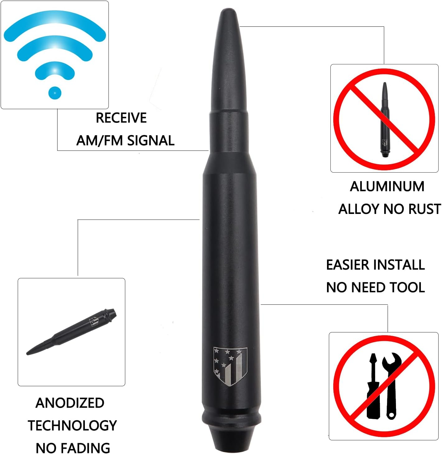 5.7 Inch Black Antenna Mast for JEEP WRANGLER JK/JL 2007-2022 GLADIATOR Sahara Rubicon Sport 2020-22 image number 4