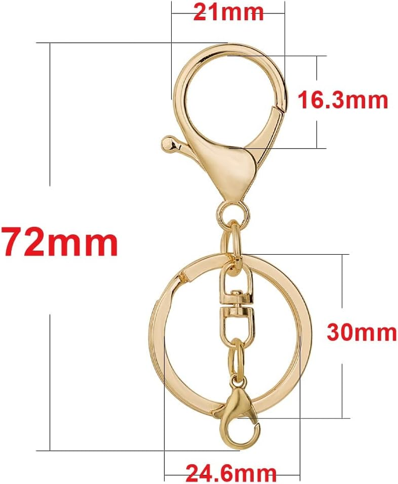20Sets Golden Lobster Claw Clasps Hook with Flat Split Keychain Ring with Swivel Trigger Clip with Little Lobster Clasp for DIY Craft Jewelry Making - Bronze image number 3
