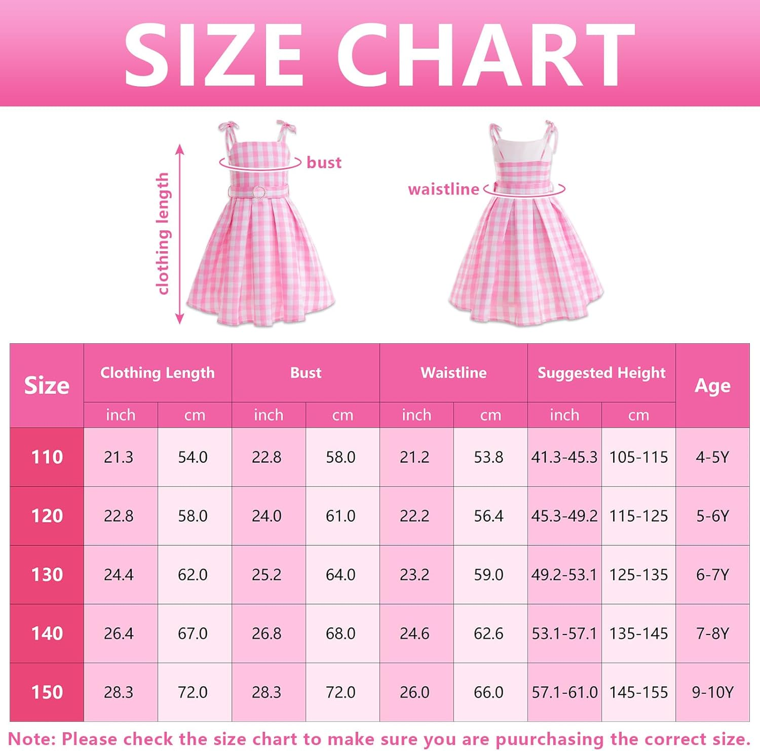 Girls Princess Dress Up,Pink Plaid Dress Pink Costume,Fancy Dress Pink Outfit for Book Week Day Halloween Birthday Party Dress up Ball Gown Halloween Costumes for Kids