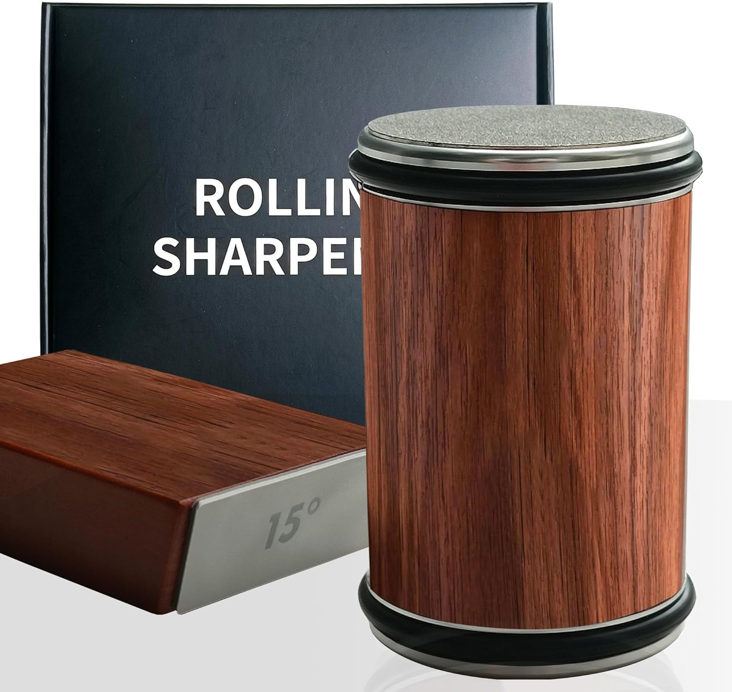 Tumbler Rolling Knife Sharpener with Diamond, Knife Sharpening Set, Rolling Knife Sharpening for Kitchen Knives, Knife Sharpener Kit Offers 15-20 Degree Sharpening for Chef'S Knife Sets, Scissors image number 5