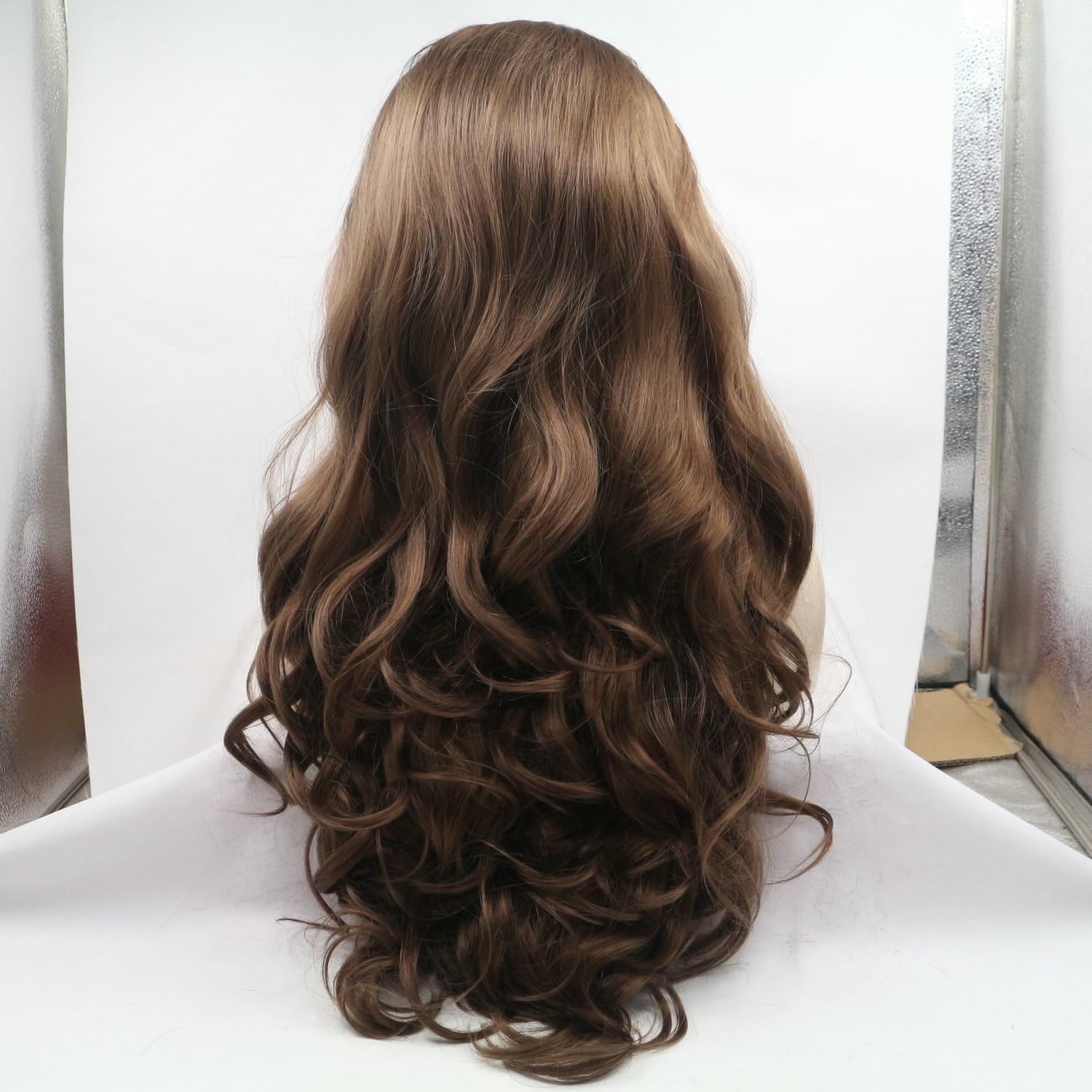 6# Dark Brown Wig Body Wave Heat Resistant Fiber Natural Brown Color Synthetic Lace Front Wigs for Women Natural Looking Synthetic Replacement Wig Daily Cosplay Party Halloween Drag Queen 26" image number 2