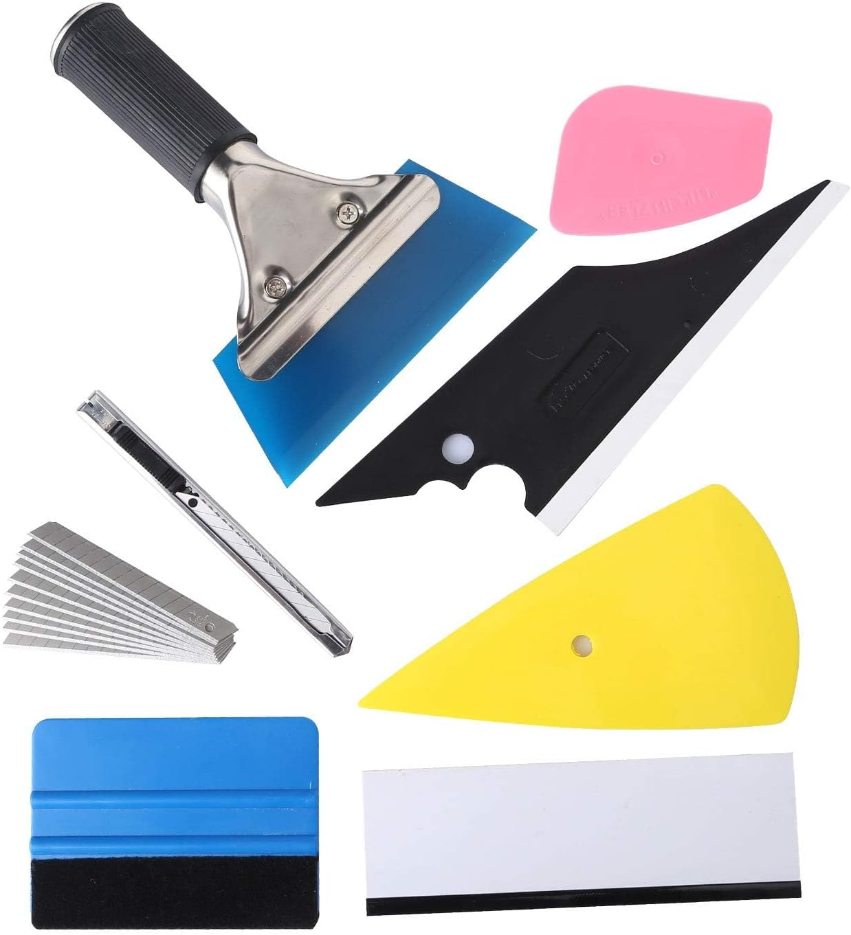 Car Window Film Tinting Tools, Auto Vinyl Wrap Installation Kit, Precut/Auto Tint Kit, 8 in 1 with Felt Squeegee&Felts, Window Tint Squeegee, Vinyl Squeegee, Utility Knife&Blades image number 3