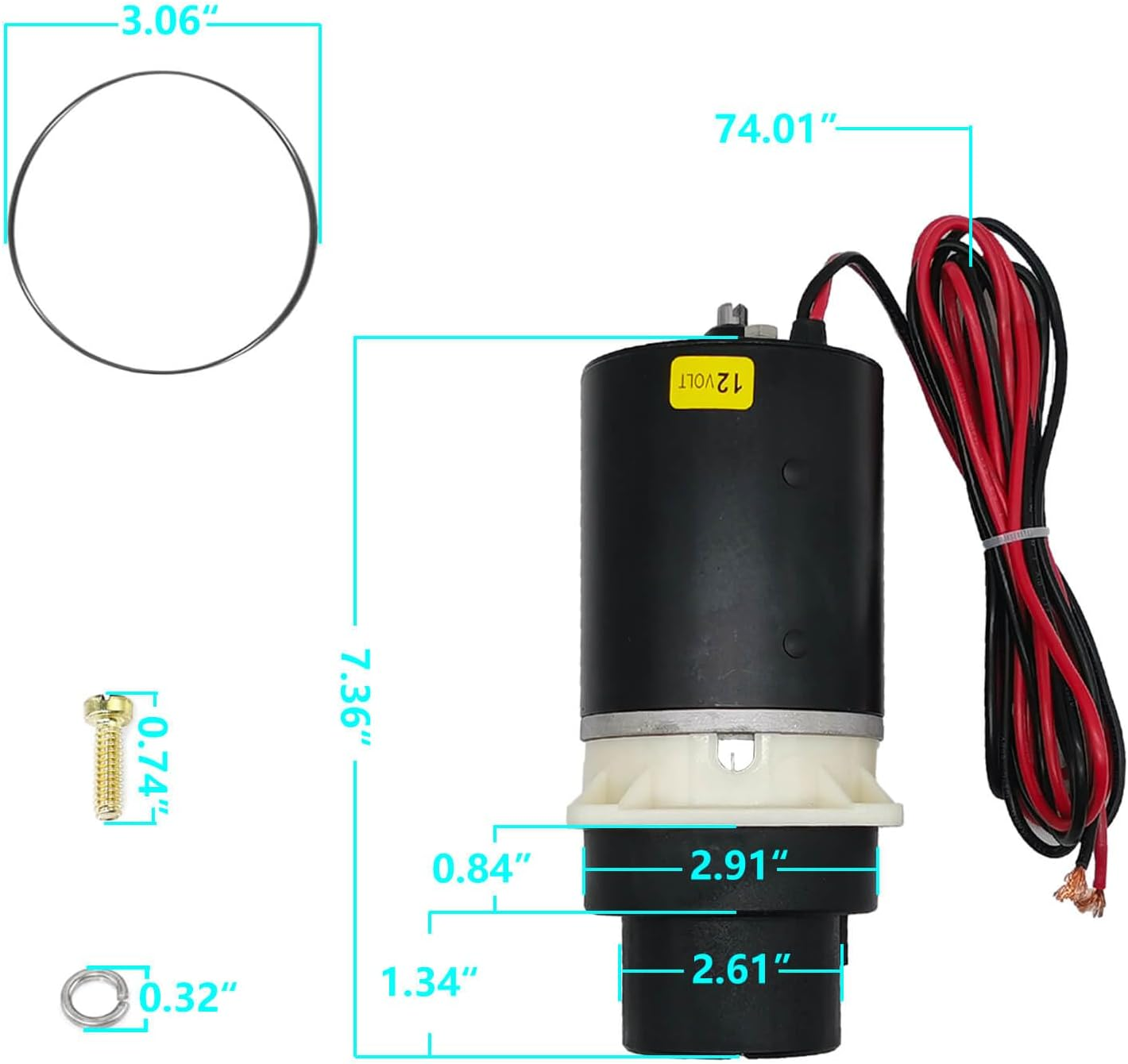 37072-0092 Marine Designer Series and Quiet Flush Marine Toilet Pump Assembly Kit, Compatible with Jabsco Quiet Flush Toilets Series 37045, 37245, 37055, 37255, 37075, 37275 12-Volt image number 6