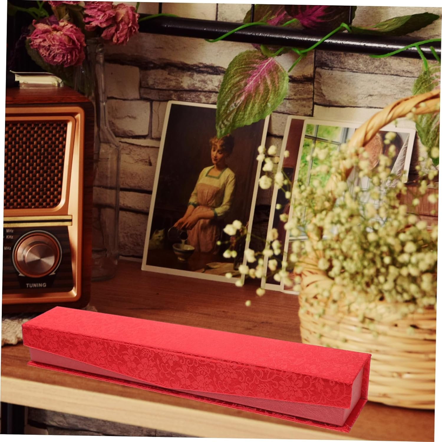 LABRIMP Scroll Storage Case for Calligraphy Paintings Decorative Organizer Box image number 2