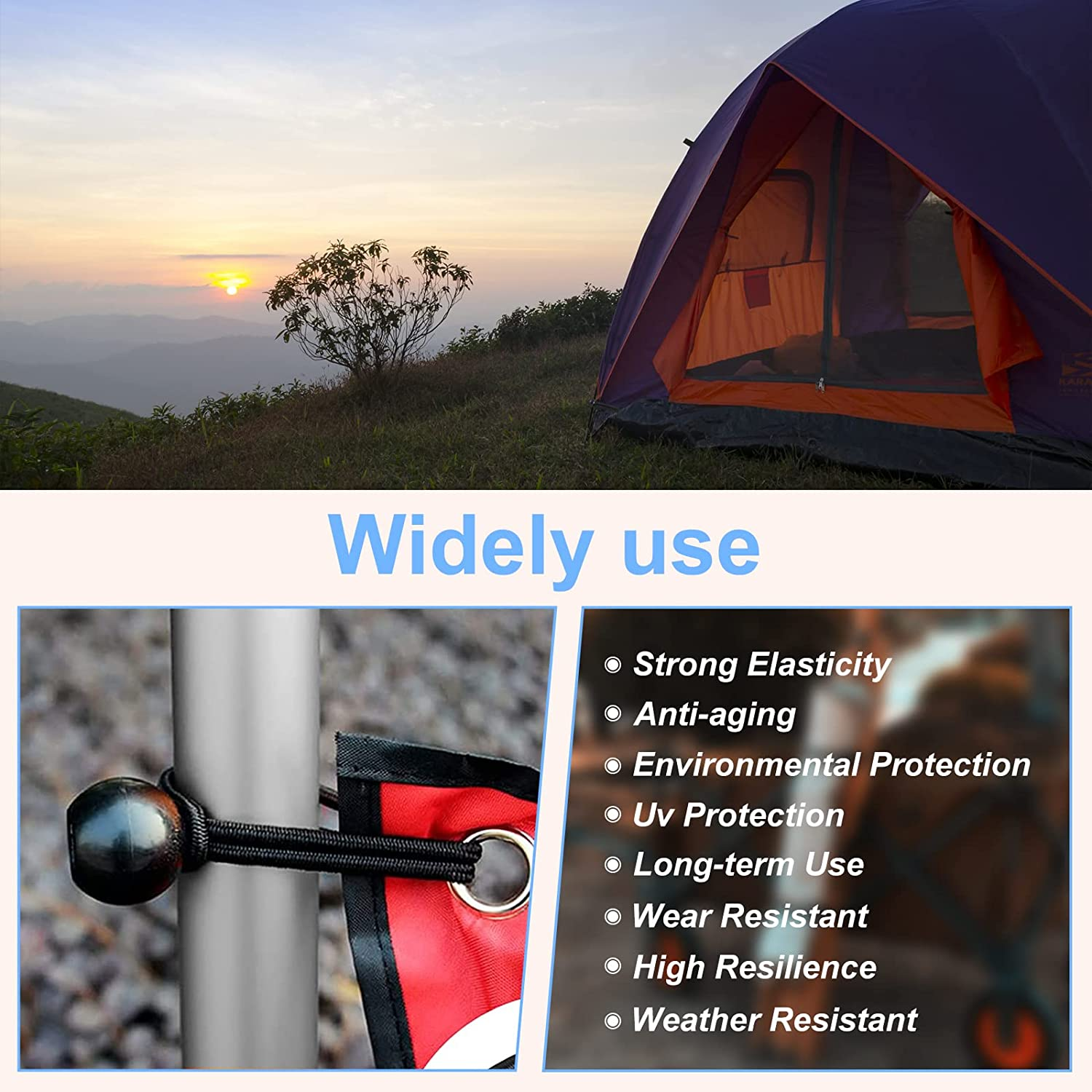 30PCS of 3 Sizes Ball Bungee Cords, 6, 9, 11 Inch Tarp Canopy Bungee Balls, Heavy Duty Tie down Cord for Shelter, Gazebo, Camping, Tent, Cargo, Holding Wire and Hoses, Patio Umbrellas, Awning image number 3