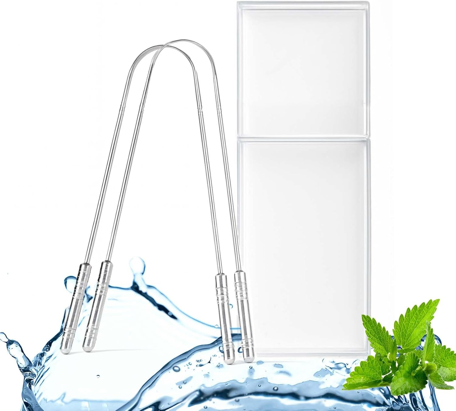 2 PCS Tongue Scraper for Adults with Cases, 100% Stainless Steel, Reduce Bad Breath, Tongue Scrubber, Easy to Use, Tongue Cleaner for Oral Care & Hygiene