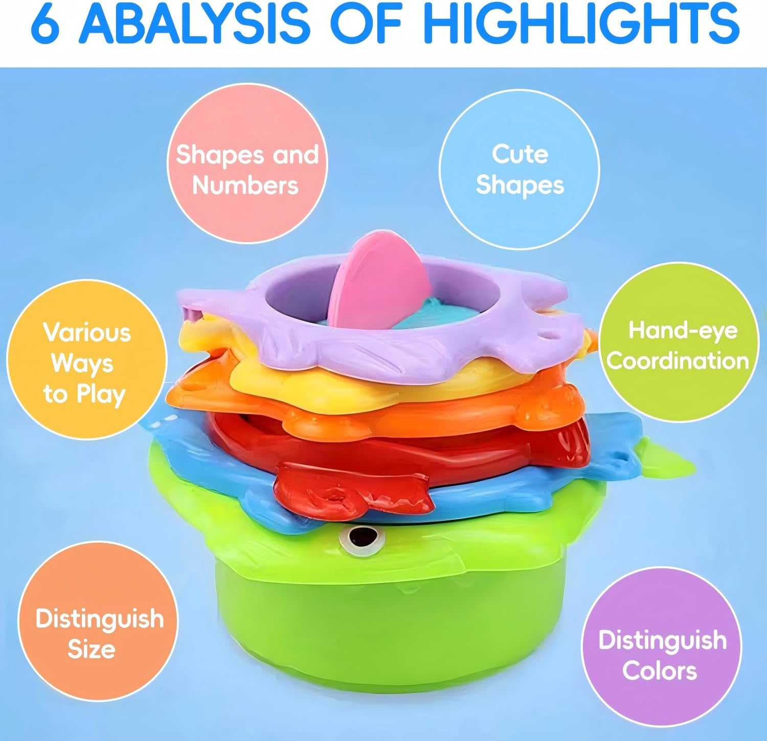 12Pcs Baby Bath Toys for Toddlers 1-3, Babies 6 9 12 18 Months Water Toys with Mold Free Stacking Cups, Kids Ocean Animal Bath Toys for Bathtub, Shower, Beach, Pool, Water Table, Infant Boy Girl Gifts