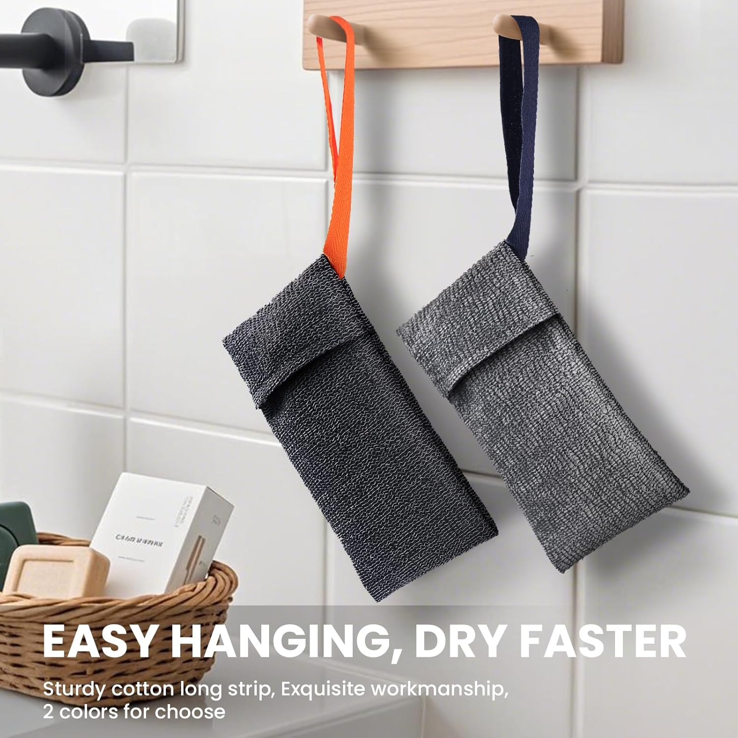 RIYNIBIY Soap Bag, 2PCS Exfoliating Bar Soap Pouch & Soap Saver Bags for Shower, Premium Loofah Family Set for Bath, Gym, Travel with Quick-Dry Mesh &ndash; Perfect Gift image number 3