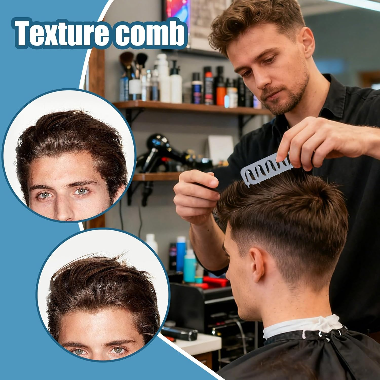 Texture Comb, Volumizing Wide-Tooth Hair Styling Comb, Wide Tooth Detanglers, Foundation Capacity Apparatus Lift, Seamless Design, Bangs Seam Grooming Accessory for Women Men