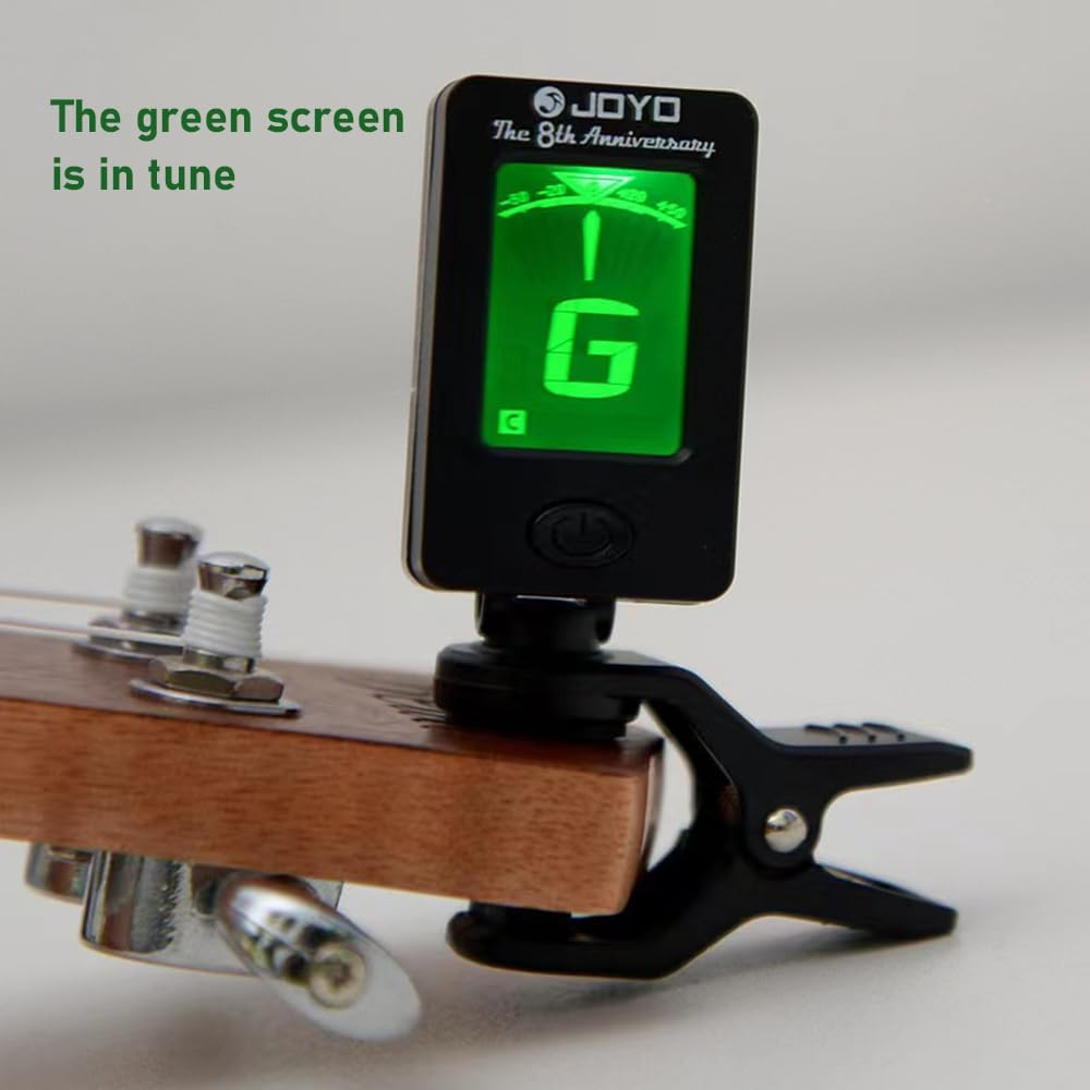 Professional Guitar Tuner Clip On,Digital Electronic Tuner for Guitar, Bass, Ukulele, Violin, Mandolin,Easy to Use (Black) image number 3