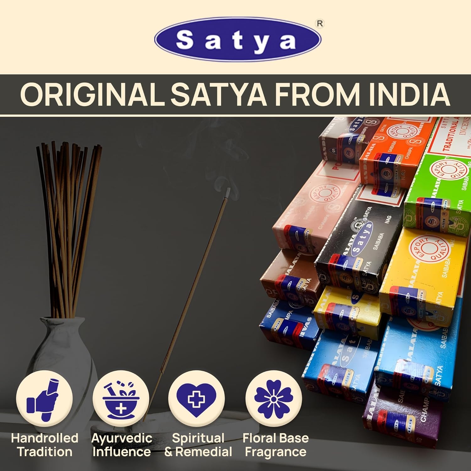Set of 12 Nag Champa Namaste Positive Vibes Tantra Buddha Blessing Aura Cleansing Chakra Pyramids Reiki Karma Spiritual Healing Traditional Ayurveda by Satya image number 5