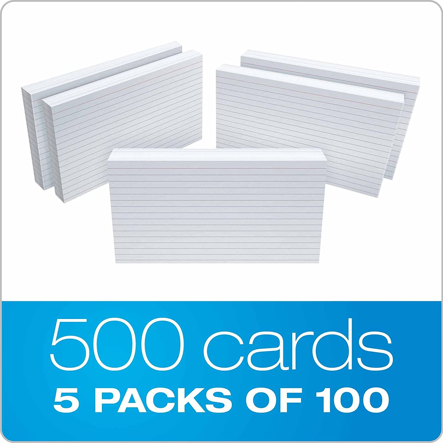 Oxford 51EE Ruled Index Cards, 5" X 8", White, 500 Cards (5 Packs of 100) (51) image number 6