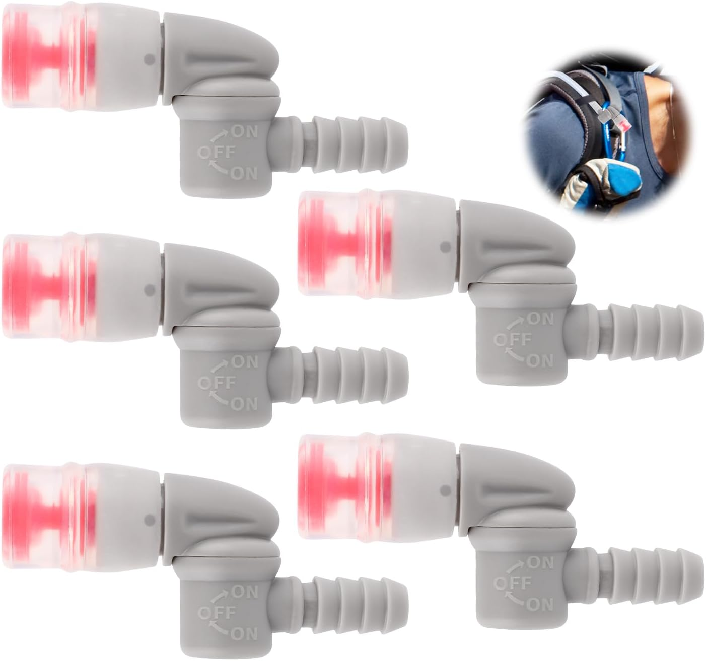 5Pcs Bite Valve Replacement for Camelbak, Mouthpiece Replacement for Camelbak Hydration Pack Valve Replacement for Camelbak, Osprey Hydration Bladder (Gray) image number 5