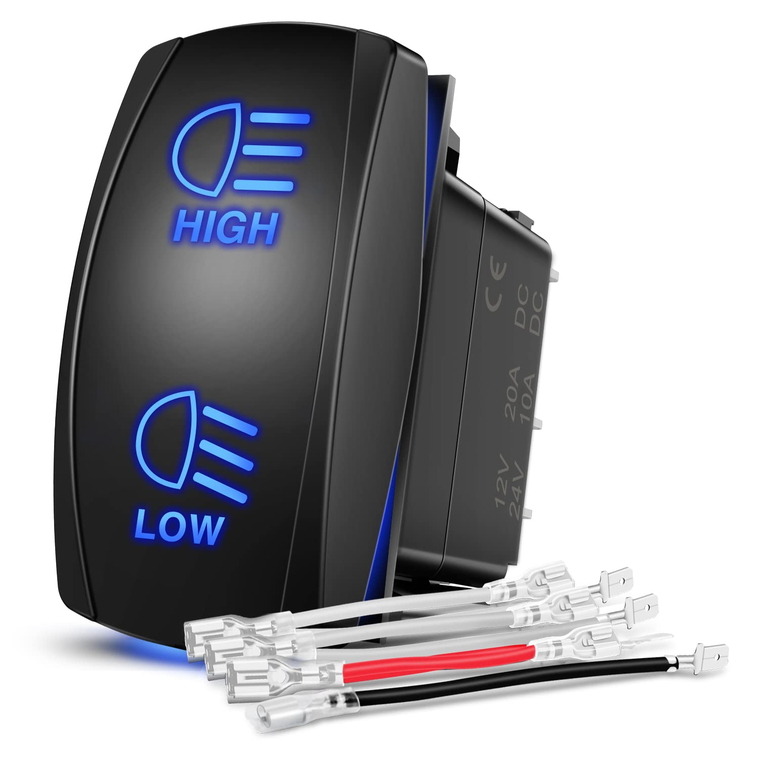 Nilight HIGH/LOW Rocker Switch Toggle on off on Switch DPDT 7Pin 12V 24V Switch Jumper Wires Winch Pump Switch for Cars Trucks Caravans Boats RV SUV ATV UTV image number 1